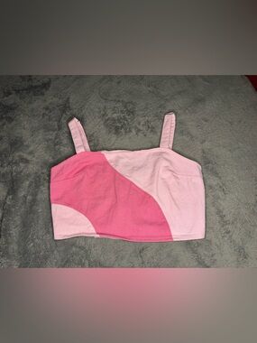 Papermoon Pastel Pink Knit Crop Top with Silver Zip